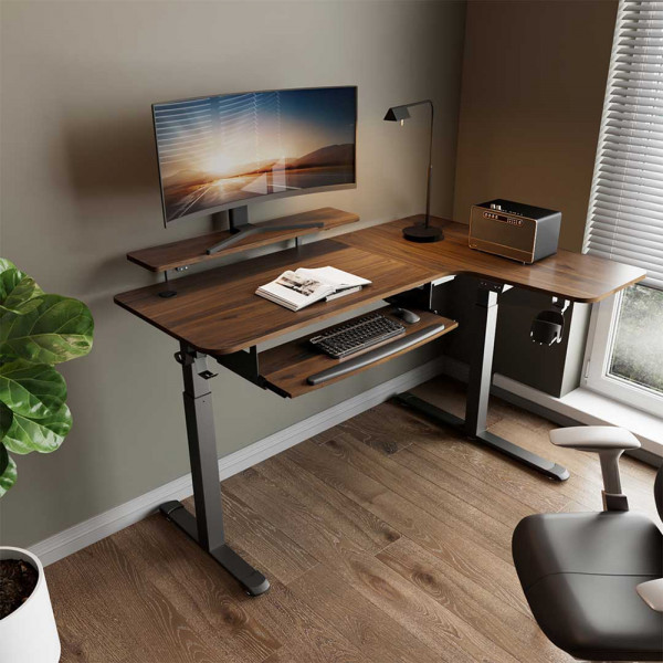 Eureka Ergonomic EGD-L60 Standing Desk Walnut 60'', Right